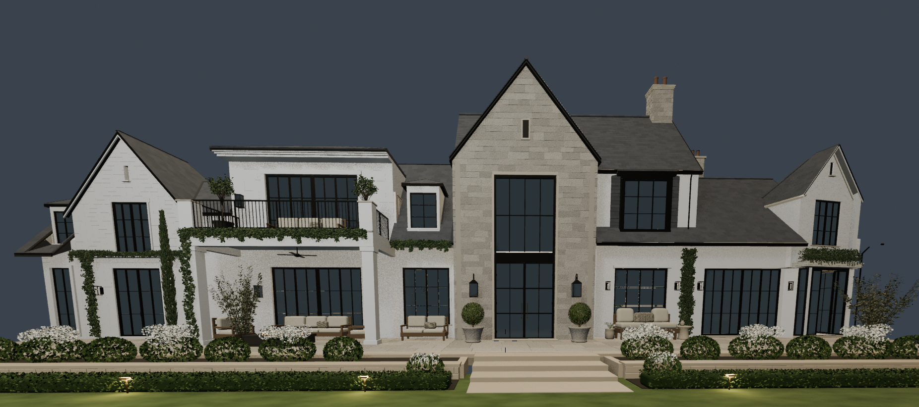 Original architectural model showing The Highland Home exterior elevation