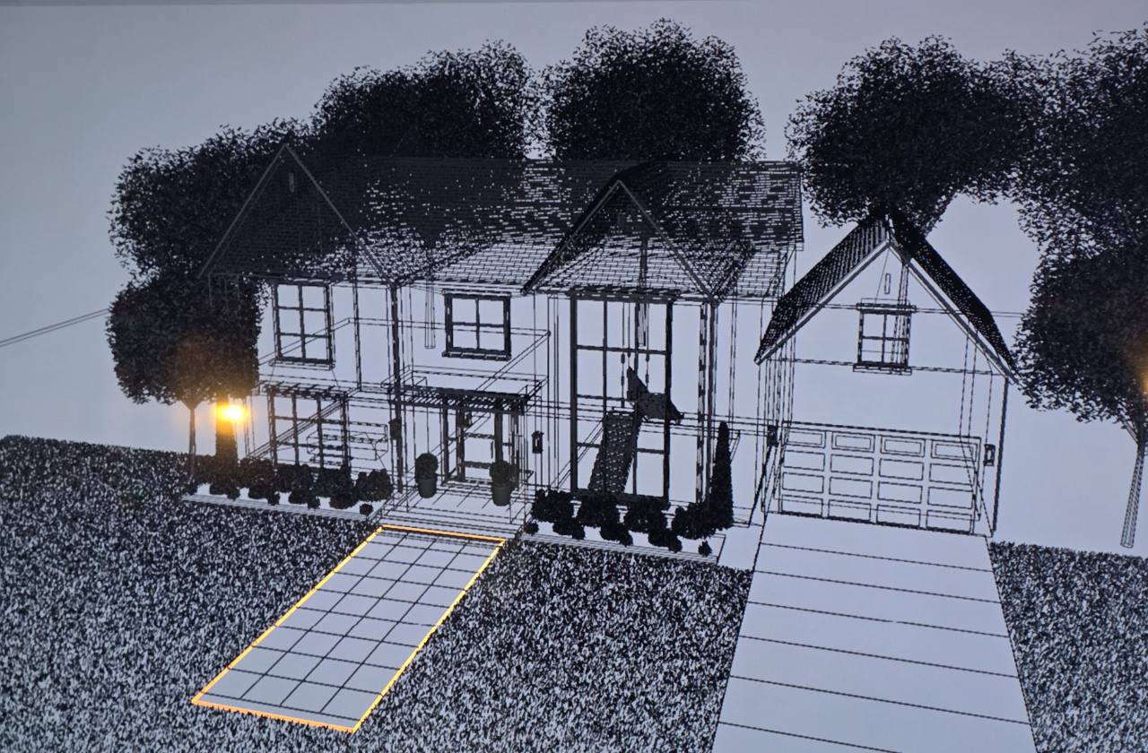 Parkwood wireframe model showing the building geometry and approach